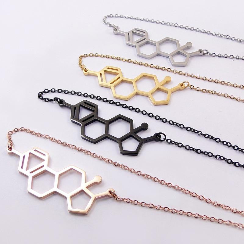 HRT Estrogen Molecule Necklace